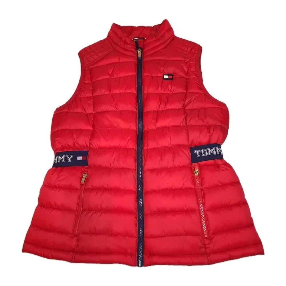 NEW TOMMY HILFIGER SPORT VEST Red Full Zip Front puffer sz L Large NEW
